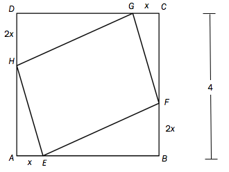 Kvadrat ABCD med innskrevet parallellogram EFGH.